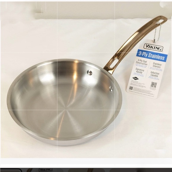 NWT VIKING 8 Inch Stainless Steel Omelette Fry Pan with Copper Handle - Picture 2 of 6
